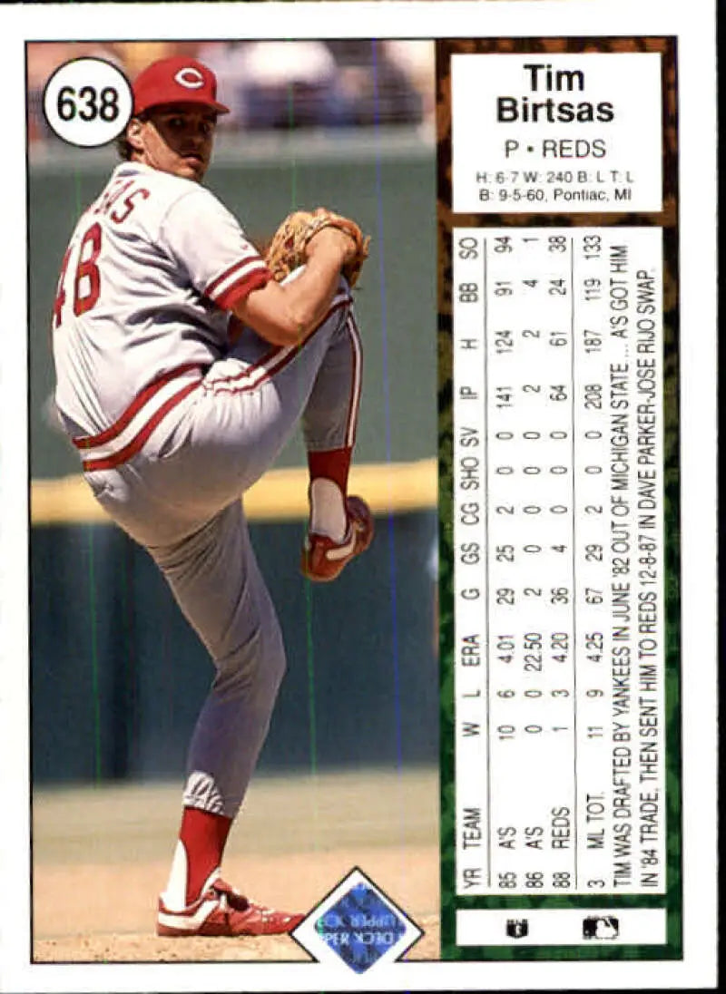 1989 Upper Deck #638 Tim Birtsas NM-MT Cincinnati Reds Baseball Card - Baseball Card Single