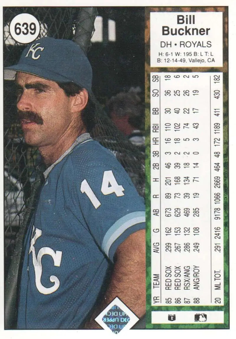 1989 Upper Deck #639 Bill Buckner NM-MT Kansas City Royals Baseball Card - Baseball Card Single