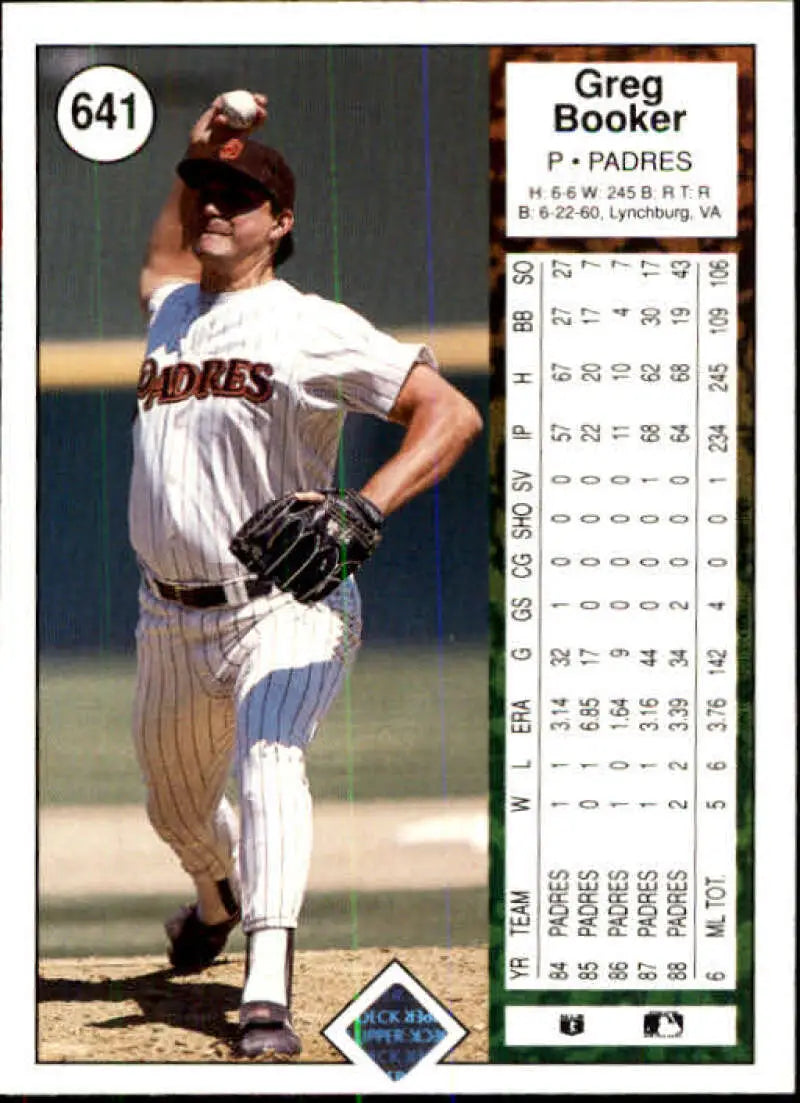1989 Upper Deck #641 Greg Booker NM-MT San Diego Padres Baseball Card - Baseball Card Single