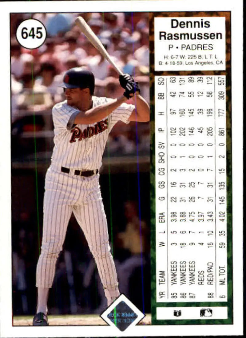 1989 Upper Deck #645 Dennis Rasmussen NM-MT San Diego Padres Baseball Card - Baseball Card Single