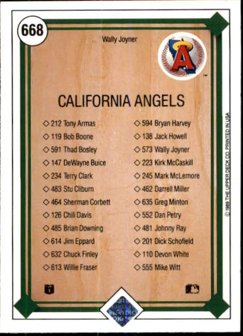 1989 Upper Deck #668 Wally Joyner NM-MT California Angels Baseball Card - Baseball Card Single