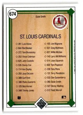 1989 Upper Deck #674 Ozzie Smith - Baseball Card Single