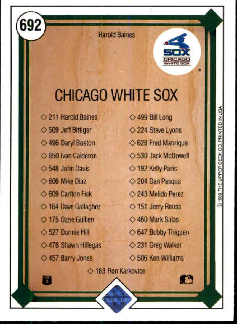 1989 Upper Deck #692 Harold Baines NM-MT Chicago White Sox Baseball Card - Baseball Card Single