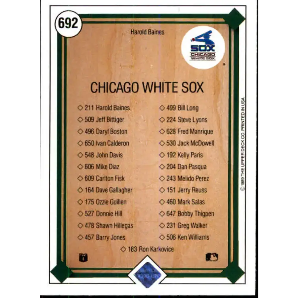 1989 Upper Deck #692 Harold Baines TC NM-MT Chicago White Sox Baseball Card - Baseball Card Single