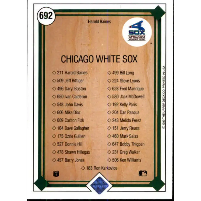 1989 Upper Deck #692 Harold Baines TC NM-MT Chicago White Sox Baseball Card - Baseball Card Single