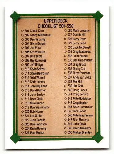 1989 Upper Deck #699 Checklist: 501-600 CL UER Baseball Cards EX/N ID:54137 - Baseball Card Single