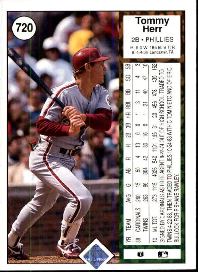 1989 Upper Deck #720 Tom Herr NM-MT Philadelphia Phillies Baseball Card - Baseball Card Single