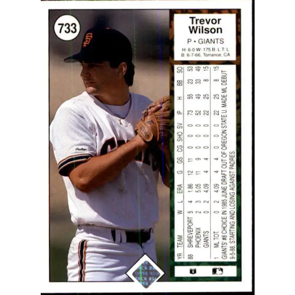 1989 Upper Deck #733 Trevor Wilson NM-MT RC Rookie San Francisco Giants Baseball Card - Baseball Card Single