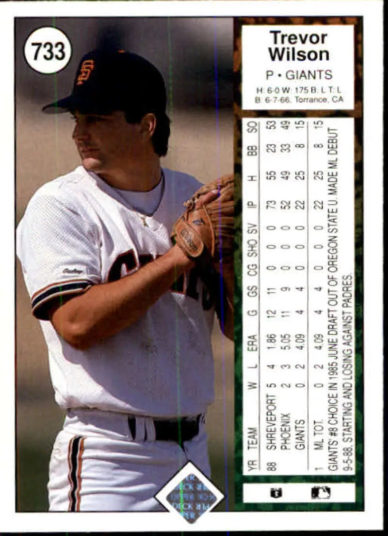 1989 Upper Deck #733 Trevor Wilson NM-MT RC Rookie San Francisco Giants Baseball Card - Baseball Card Single