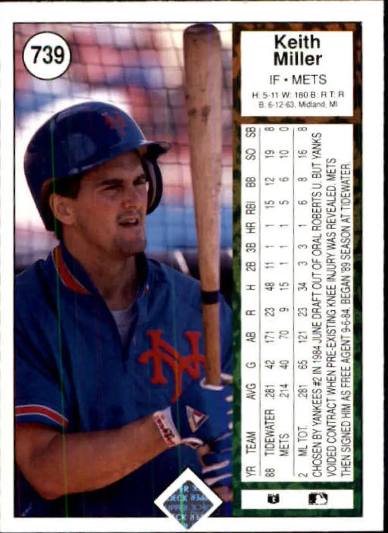1989 Upper Deck #739 Keith Miller NM-MT New York Mets Baseball Card - Baseball Card Single