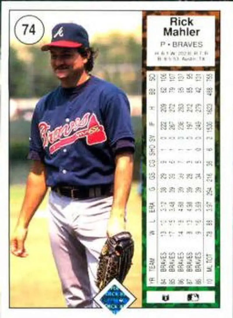 1989 Upper Deck #74 Rick Mahler NM-MT Atlanta Braves Baseball Card - Baseball Card Single