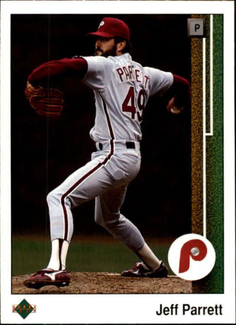 1989 Upper Deck #741 Jeff Parrett NM-MT Philadelphia Phillies Baseball Card - Baseball Card Single