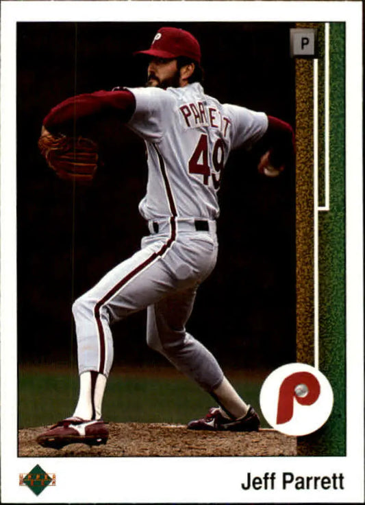 1989 Upper Deck #741 Jeff Parrett NM-MT Philadelphia Phillies Baseball Card - Baseball Card Single
