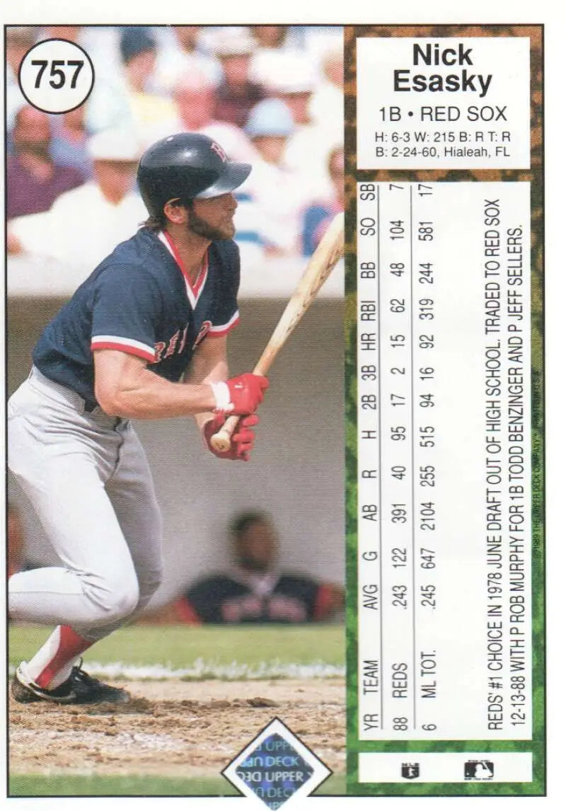 1989 Upper Deck #757 Nick Esasky NM-MT Boston Red Sox Baseball Card - Baseball Card Single