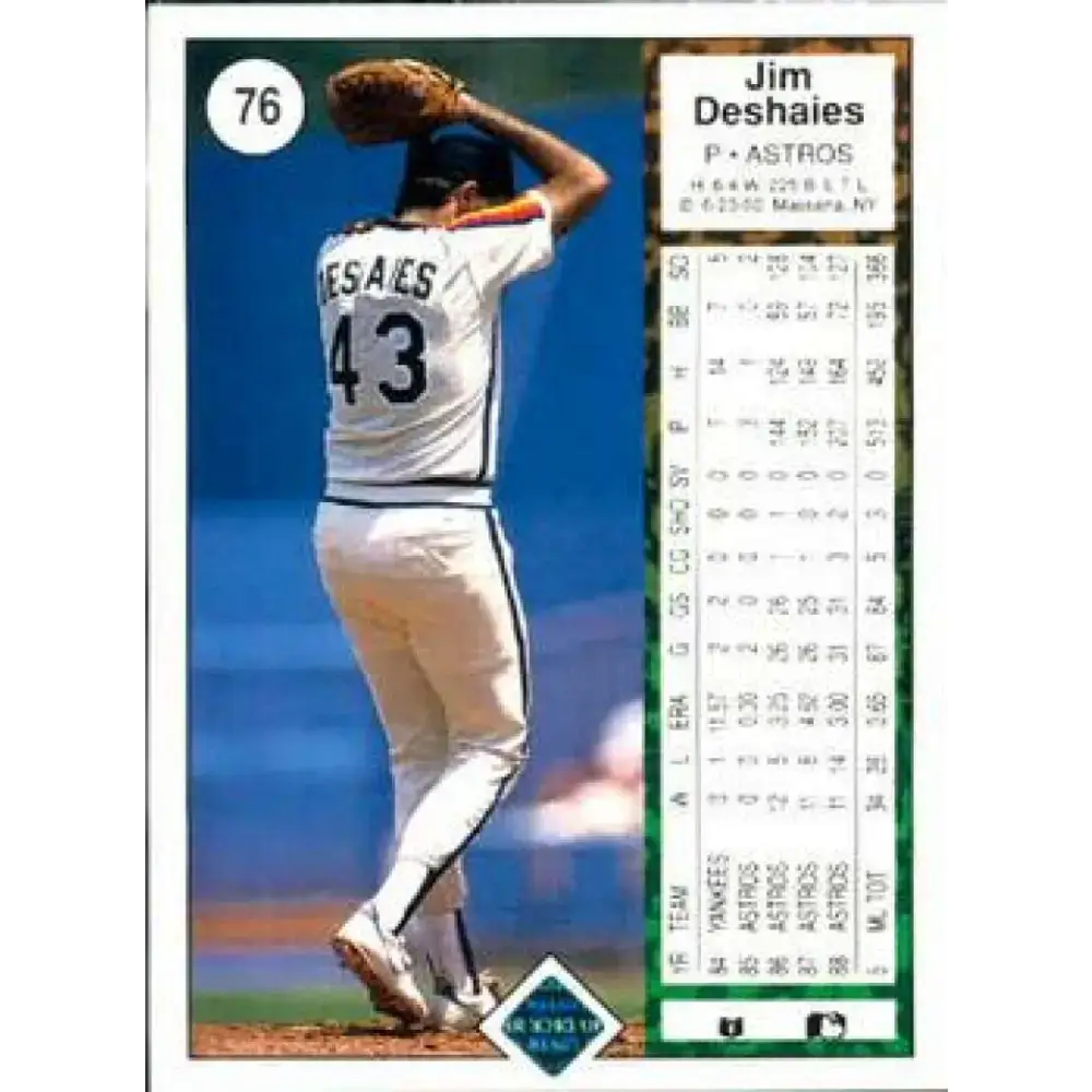 1989 Upper Deck #76 Jim Deshaies NM-MT Houston Astros Baseball Card - Baseball Card Single