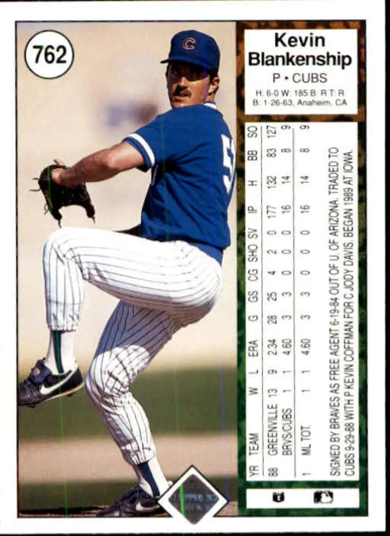 1989 Upper Deck #762 Kevin Blankenship NM-MT RC Rookie Chicago Cubs Baseball Card - Baseball Card Single