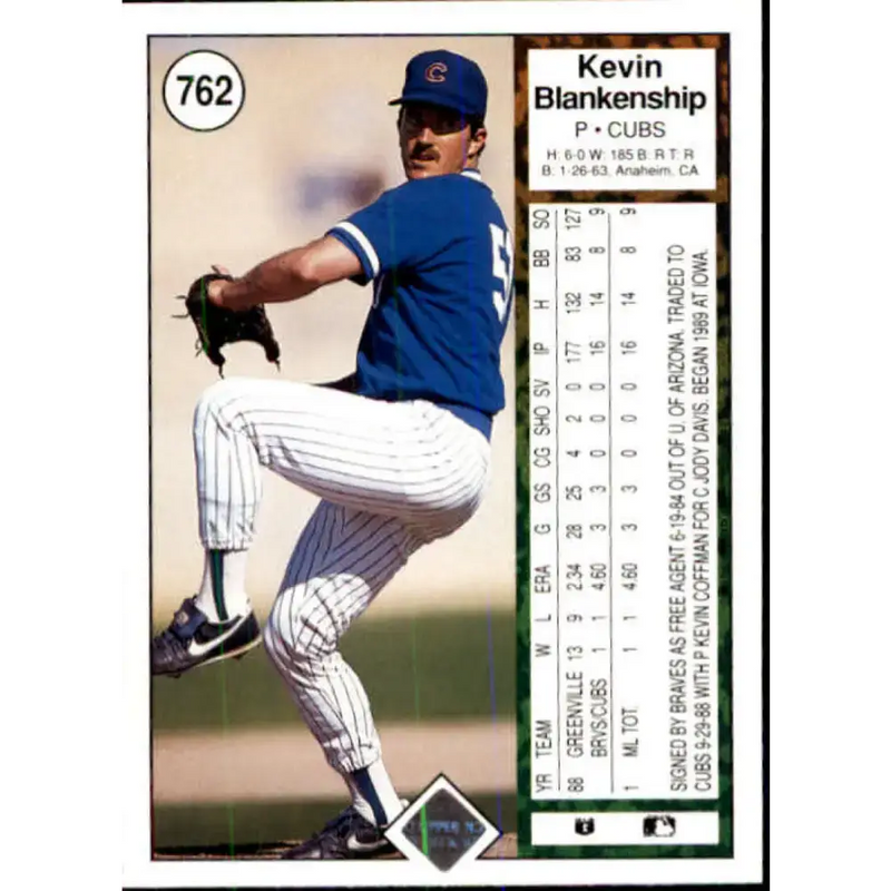1989 Upper Deck #762 Kevin Blankenship NM-MT RC Rookie Chicago Cubs Baseball Card - Baseball Card Single
