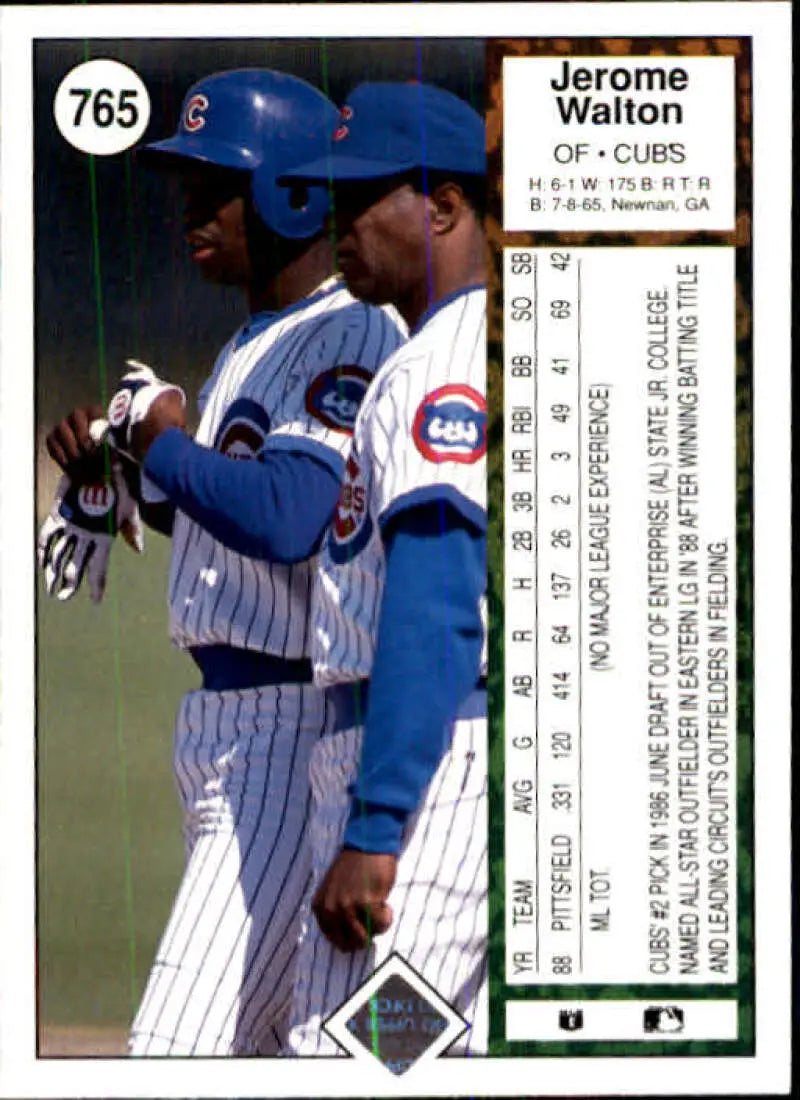 1989 Upper Deck #765 Jerome Walton NM-MT RC Rookie Chicago Cubs Baseball Card - Baseball Card Single