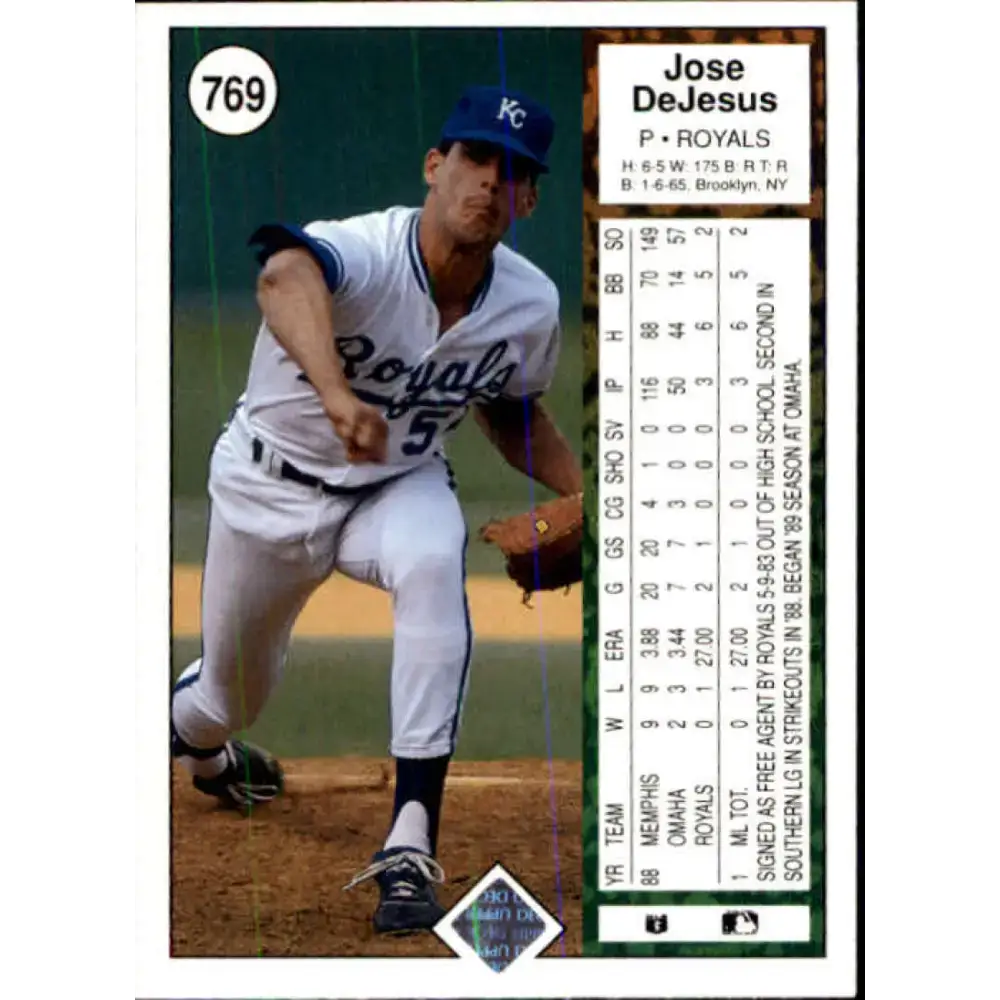 1989 Upper Deck #769 Jose DeJesus NM-MT Kansas City Royals Baseball Card - Baseball Card Single