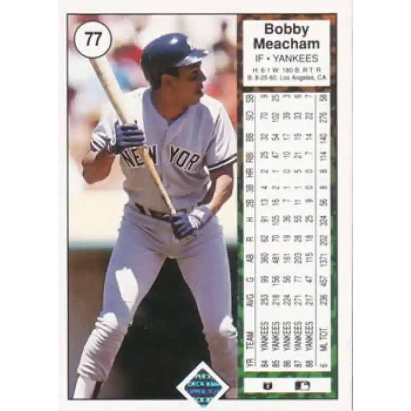1989 Upper Deck #77 Bobby Meacham NM-MT New York Yankees Baseball Card - Baseball Card Single