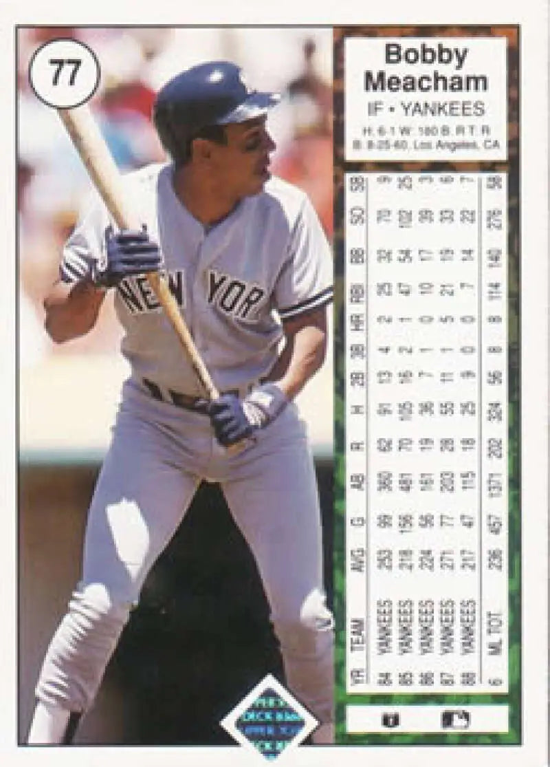 1989 Upper Deck #77 Bobby Meacham NM-MT New York Yankees Baseball Card - Baseball Card Single