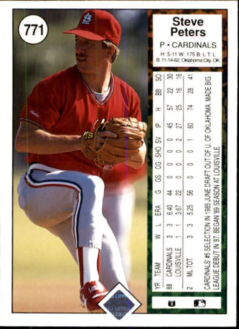 1989 Upper Deck #771 Steve Peters NM-MT St. Louis Cardinals Baseball Card - Baseball Card Single