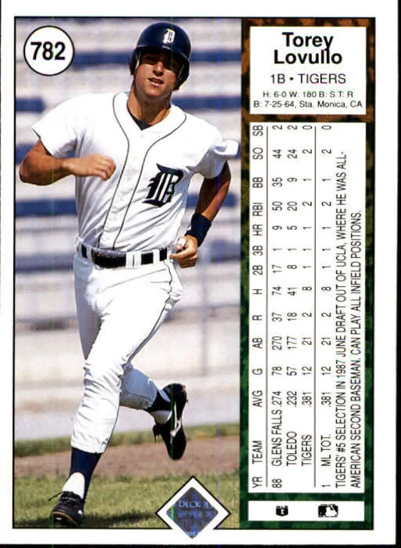 1989 Upper Deck #782 Torey Lovullo NM-MT RC Rookie Detroit Tigers Baseball Card - Baseball Card Single