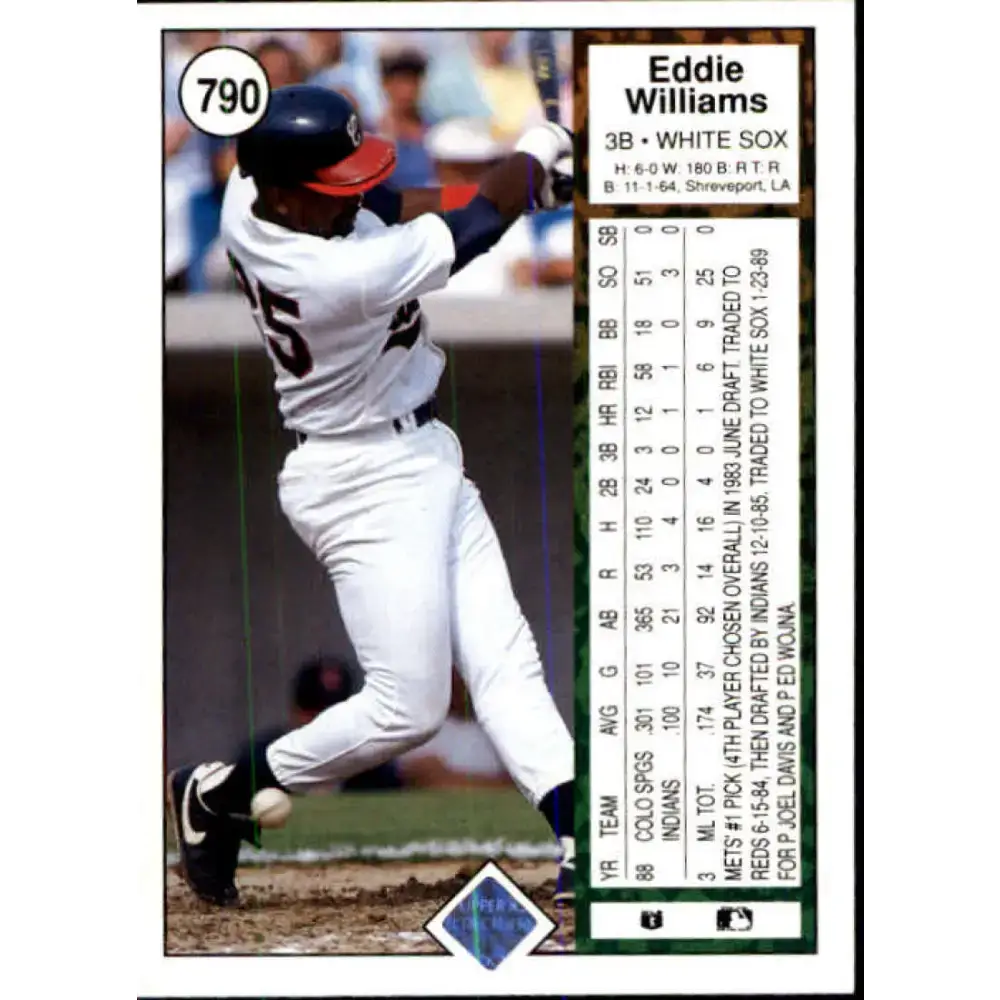 1989 Upper Deck #790 Eddie Williams NM-MT Chicago White Sox Baseball Card - Baseball Card Single