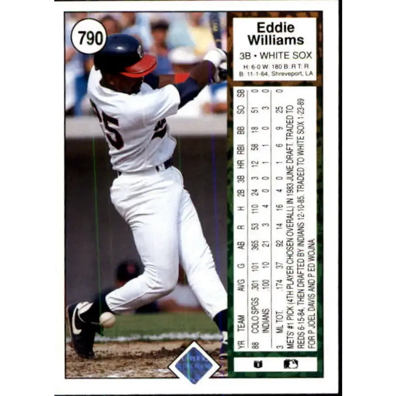 1989 Upper Deck #790 Eddie Williams NM-MT Chicago White Sox Baseball Card - Baseball Card Single