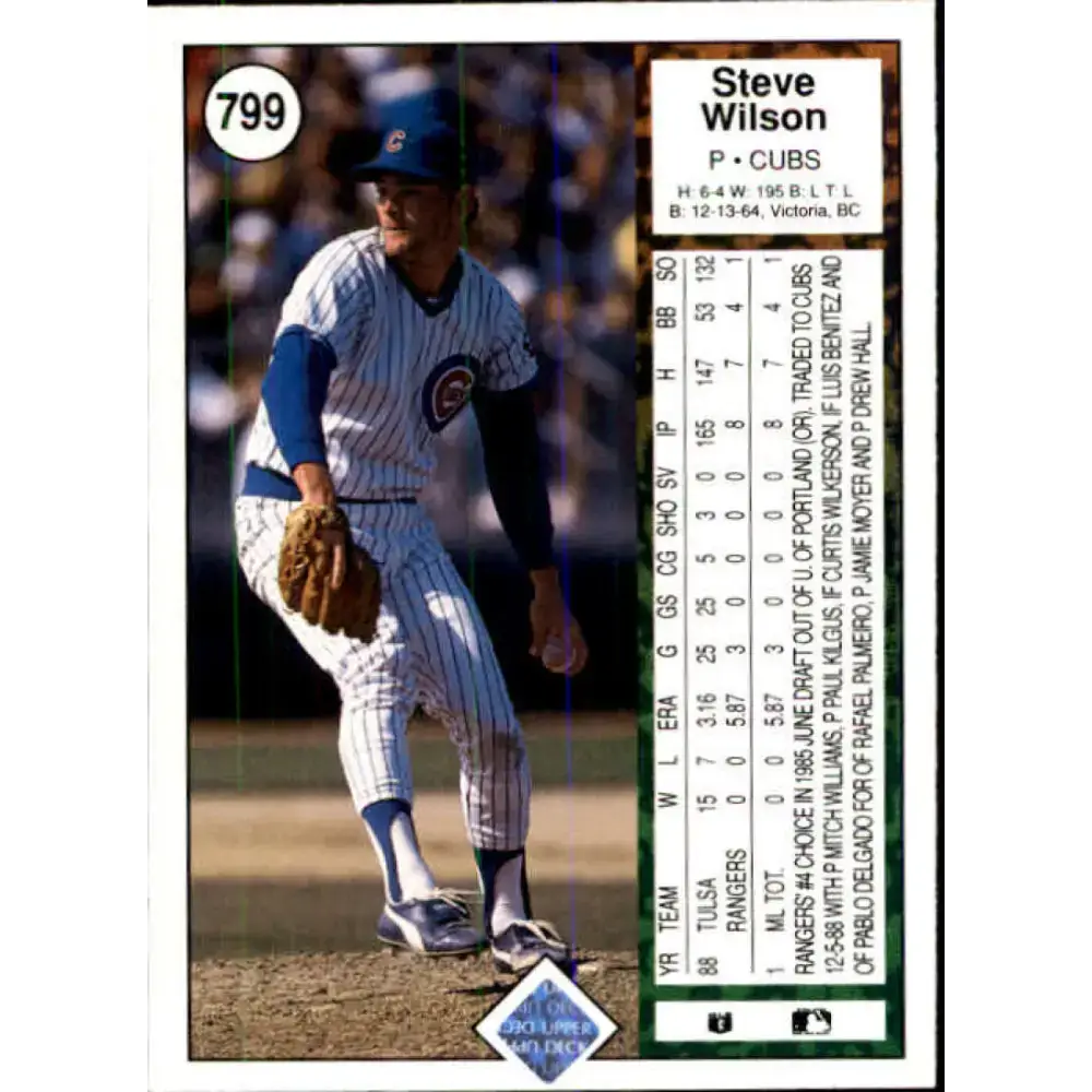 1989 Upper Deck #799 Steve Wilson NM-MT Chicago Cubs Baseball Card - Baseball Card Single