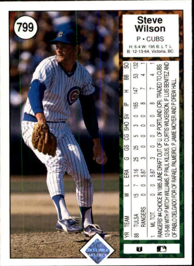 1989 Upper Deck #799 Steve Wilson NM-MT Chicago Cubs Baseball Card - Baseball Card Single