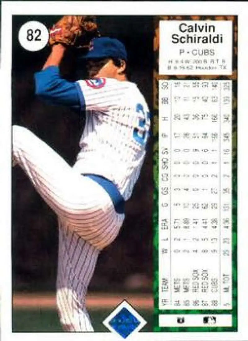 1989 Upper Deck #82 Calvin Schiraldi NM-MT Chicago Cubs Baseball Card - Baseball Card Single