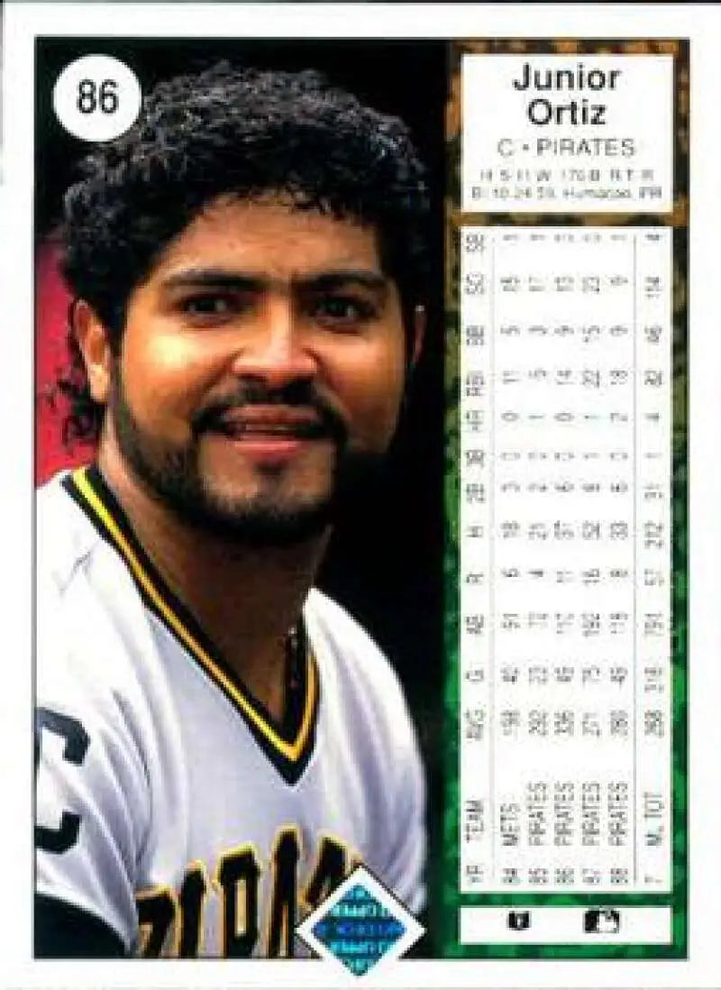 1989 Upper Deck #86 Junior Ortiz NM-MT Pittsburgh Pirates Baseball Card - Baseball Card Single
