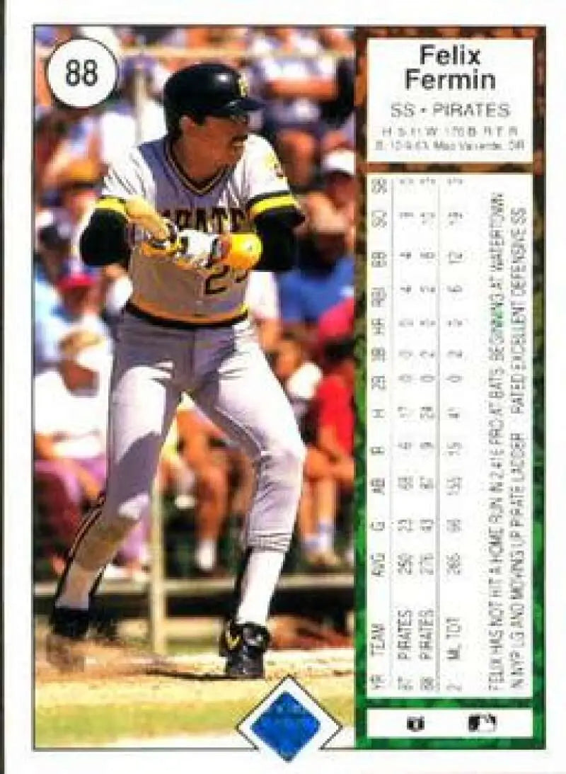 1989 Upper Deck #88 Felix Fermin NM-MT Pittsburgh Pirates Baseball Card - Baseball Card Single