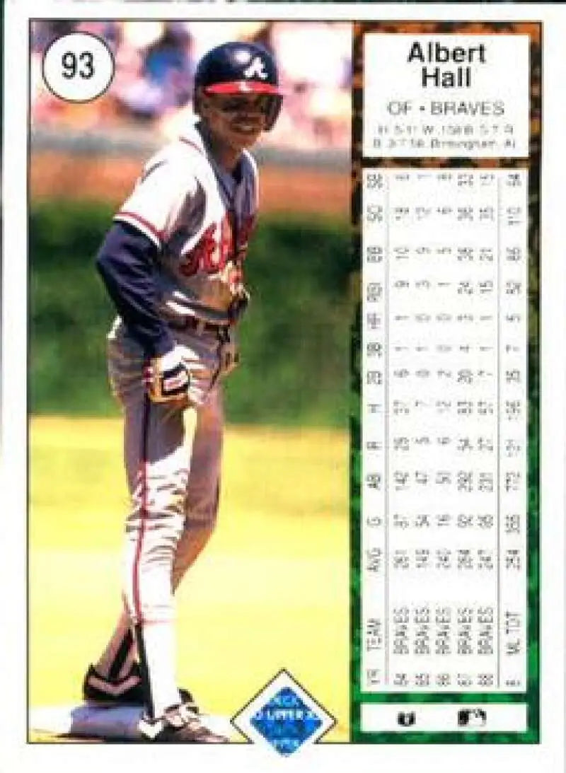 1989 Upper Deck #93 Albert Hall NM-MT Atlanta Braves Baseball Card - Baseball Card Single