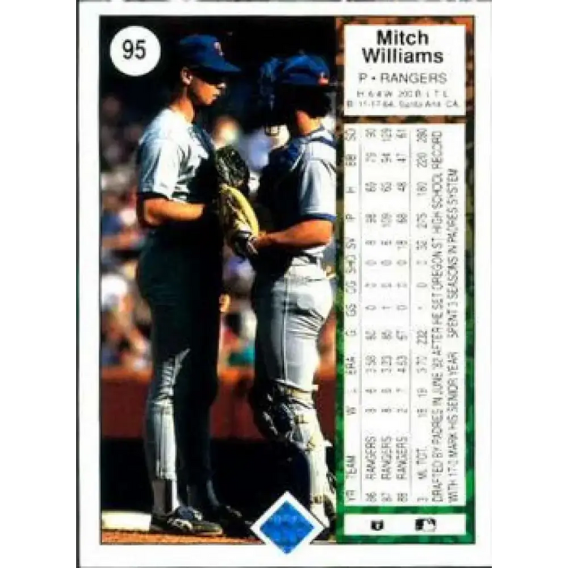 1989 Upper Deck #95 Mitch Williams NM-MT Texas Rangers Baseball Card - Baseball Card Single