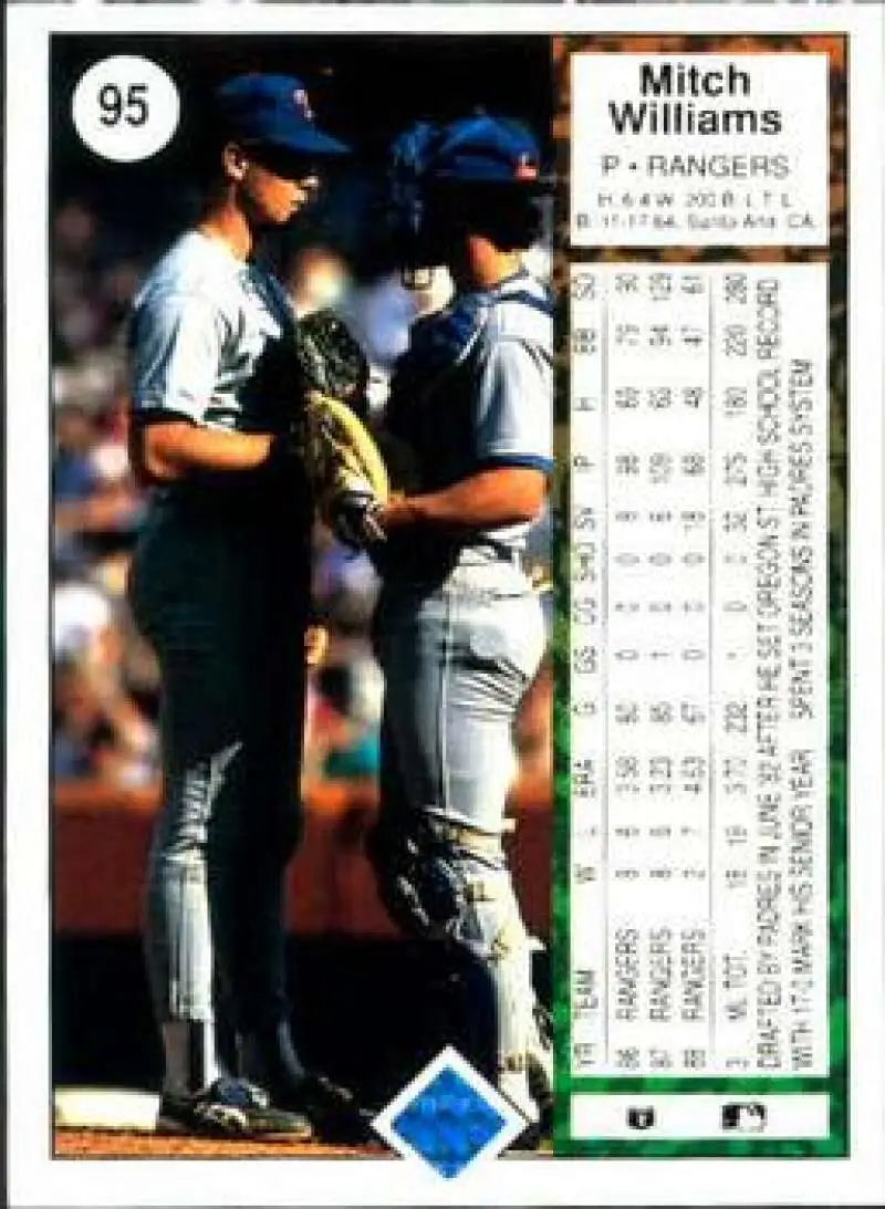 1989 Upper Deck #95 Mitch Williams NM-MT Texas Rangers Baseball Card - Baseball Card Single