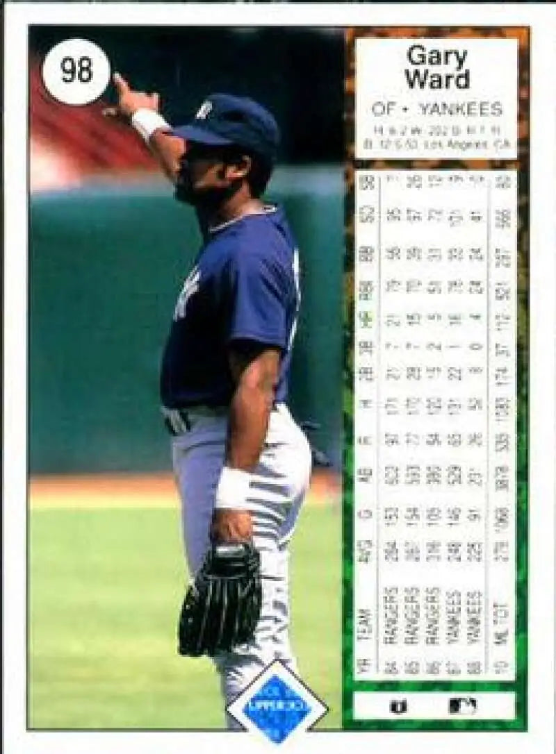 1989 Upper Deck #98 Gary Ward NM-MT New York Yankees Baseball Card - Baseball Card Single