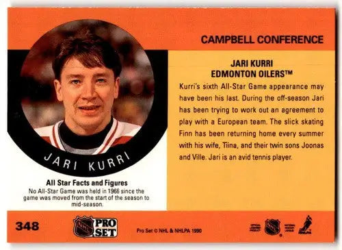 1990-91 #348A Pro Set Jari Kurri ERR NM-MT ID:43190 - Hockey Card Single