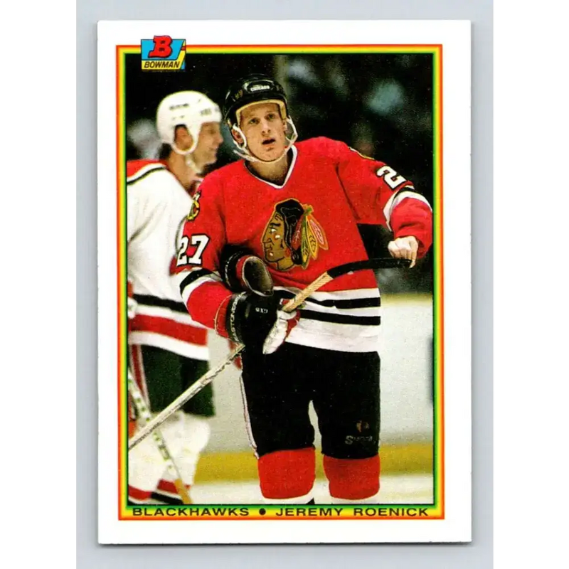 1990-91 Bowman #1 Jeremy Roenick NM-MT RC Rookie Chicago Blackhawks Hockey Card - Hockey Card Single