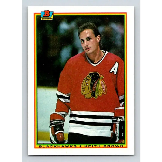 1990-91 Bowman #10 Keith Brown NM-MT Chicago Blackhawks Hockey Card