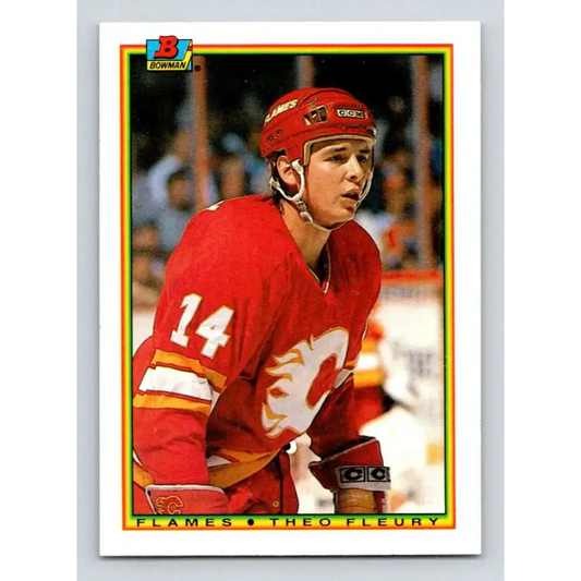 1990-91 Bowman #102 Theo Fleury NM-MT Calgary Flames Hockey Card - Hockey Card Single