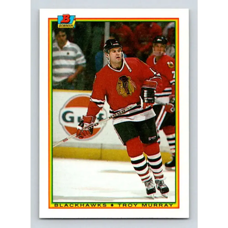 1990-91 Bowman #13 Troy Murray NM-MT Chicago Blackhawks Hockey Card - Hockey Card Single