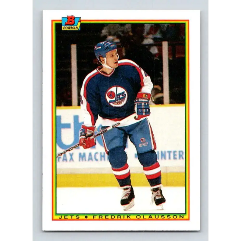 1990-91 Bowman #135 Fredrik Olausson NM-MT Winnipeg Jets Hockey Card - Hockey Card Single