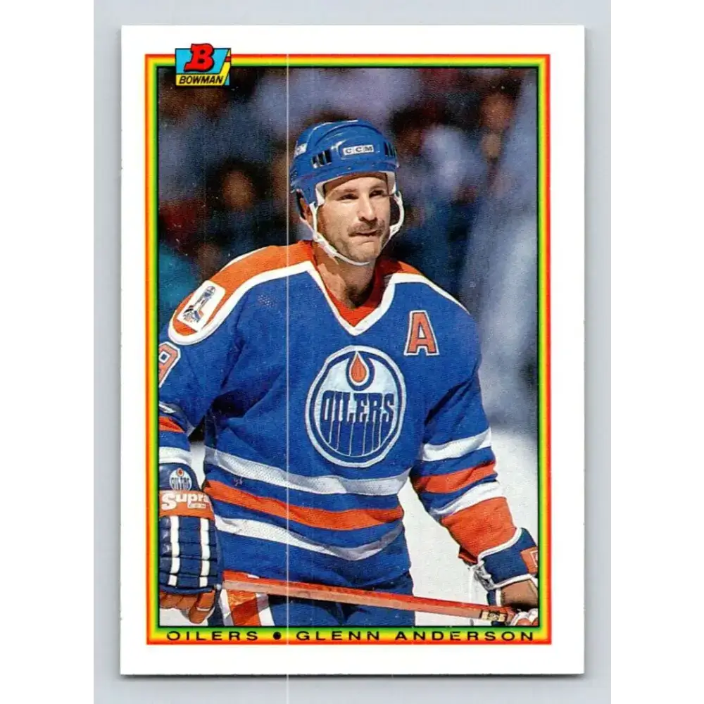 1990-91 Bowman #195 Glenn Anderson NM-MT Edmonton Oilers Hockey Card - Hockey Card Single