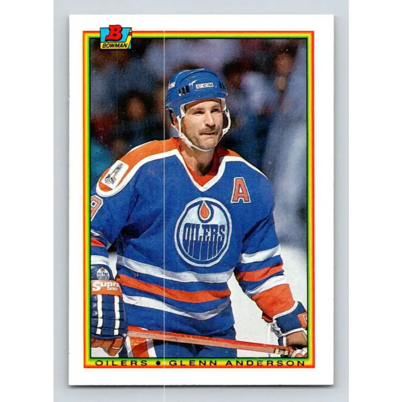 1990-91 Bowman #195 Glenn Anderson NM-MT Edmonton Oilers Hockey Card - Hockey Card Single