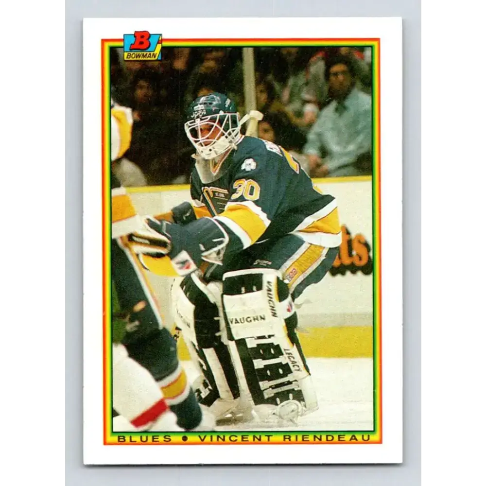1990-91 Bowman #20 Vincent Riendeau NM-MT RC Rookie St. Louis Blues Hockey Card - Hockey Card Single