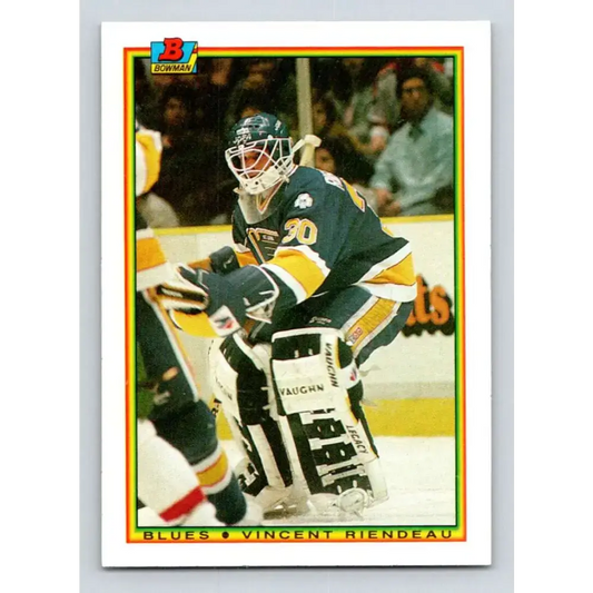 1990-91 Bowman #20 Vincent Riendeau NM-MT RC Rookie St. Louis Blues Hockey Card