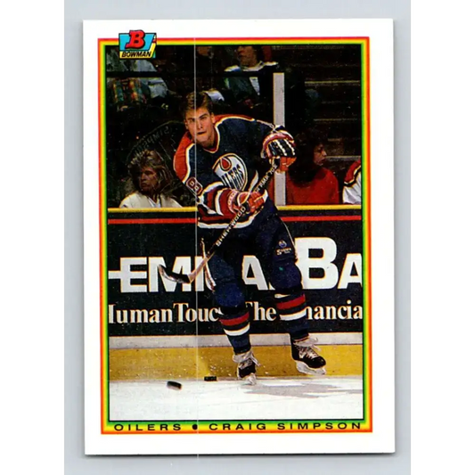 1990-91 Bowman #201 Craig Simpson NM-MT Edmonton Oilers Hockey Card - Hockey Card Single