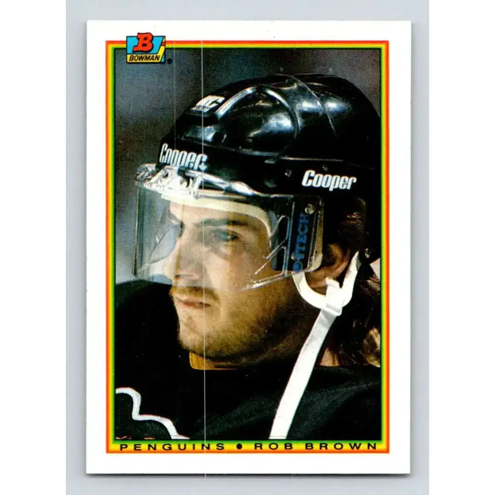 1990-91 Bowman #202 Rob Brown NM-MT Pittsburgh Penguins Hockey Card - Hockey Card Single